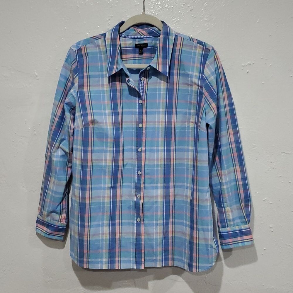 8 Piece Talbots Lot - 6 Button Down Shirts, 1 Blouse, 1 Dress - Size L - Picture 13 of 14